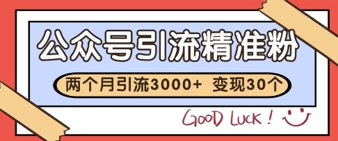 公众号精准粉引流玩法，2个月3000+精准粉，变现30个W【揭秘】-万利网