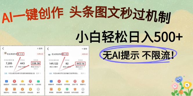 AI黑科技一键创作，头条图文轻松日入500+-万利网