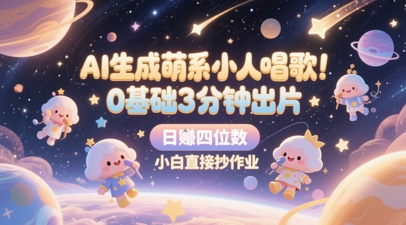 AI生成萌系小人唱歌，0基础3分钟出片，28个作品涨粉8.9W，单条最高19W赞，日入四位数，小白直接抄作业-时光资源网