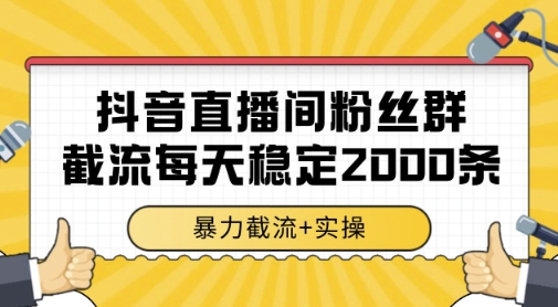 抖音直播间粉丝群暴力截流，一台电脑每天稳定2000条数据，暴力截流+实操 【揭秘】-时光资源网