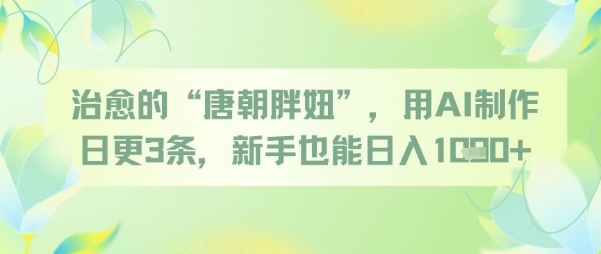 治愈的“唐朝胖妞”，用AI制作日更3条，新手也能日入多张-创盟网