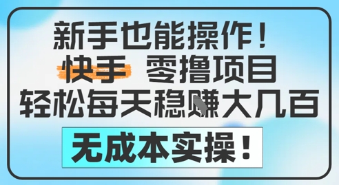 新手也能操作，快手零撸挣米，轻松每天挣2-5张，完全无成本-源创智汇网