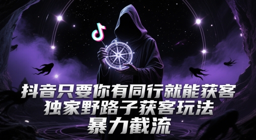 抖音只要你有同行就能获客，独家野路子获客玩法，暴力截流【揭秘】-创盟网