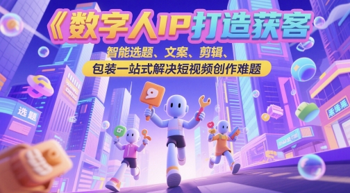 数字人IP打造获客变现实操课，智能选题、文案、剪辑、包装一站式解决短视频创作难题-百盟网