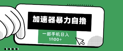 205新风口，加速器暴力自撸，单机日入1k+【揭秘】-优优乐