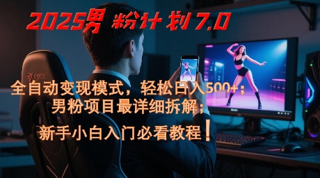 2025男粉计划7.0，全自动变现模式，轻松日入5张+，新手小白必看课程-时光资源网