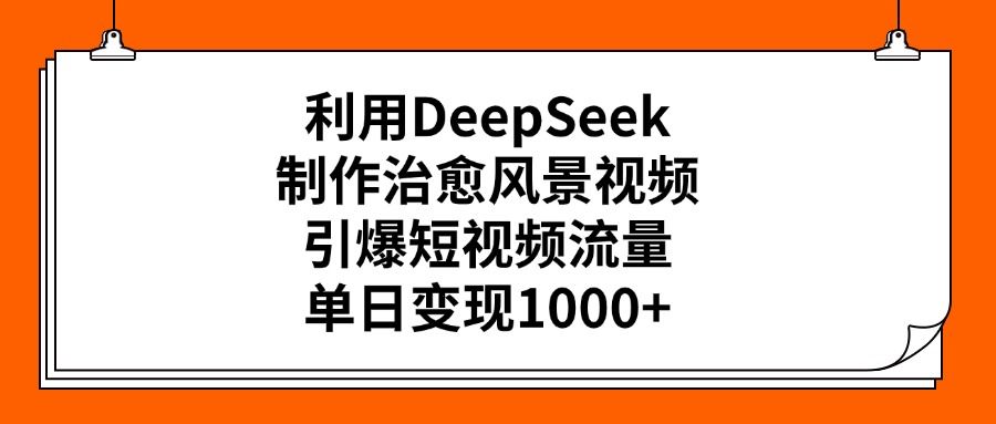 利用DeepSeek制作治愈风景视频，引爆短视频流量，单日变现1000+-百盟网