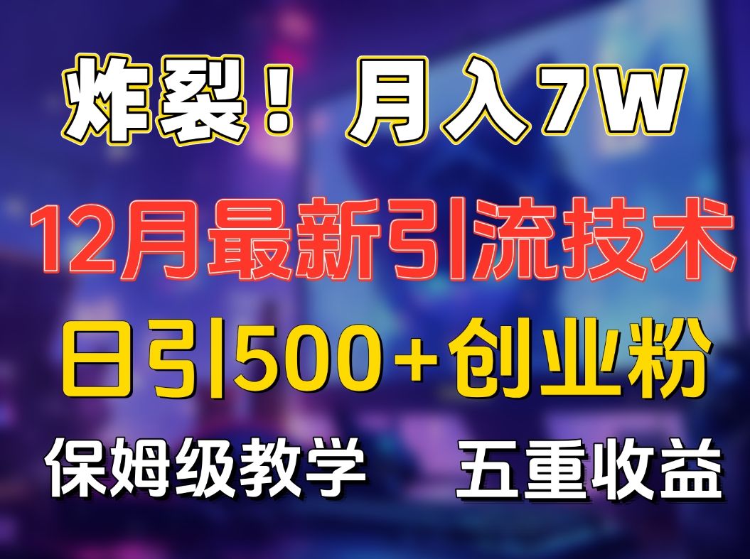 炸裂！月入7W+揭秘12月最新日引流500+精准创业粉，多重收益保姆级教学-百盟网
