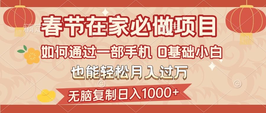春节在家如何通过一部手机，无脑复制日入1000+，0基础小白也能轻松月入过万-百盟网