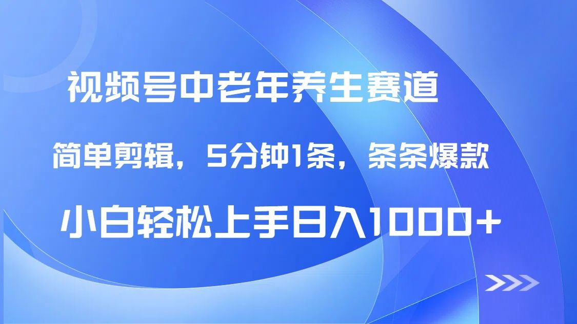 DeepSeek+既梦做视频号中老年养生赛道，条条爆款5分钟1条，轻松日入1000+-百盟网