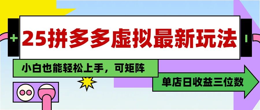 25最新拼多多虚拟电商，单店日入3位数，小白也能快速上手，保姆级教程.-百盟网