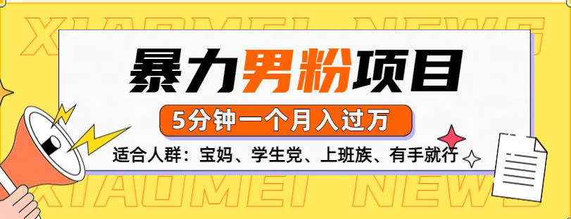 男粉项目，5分钟一个，无脑月入五位数-百盟网