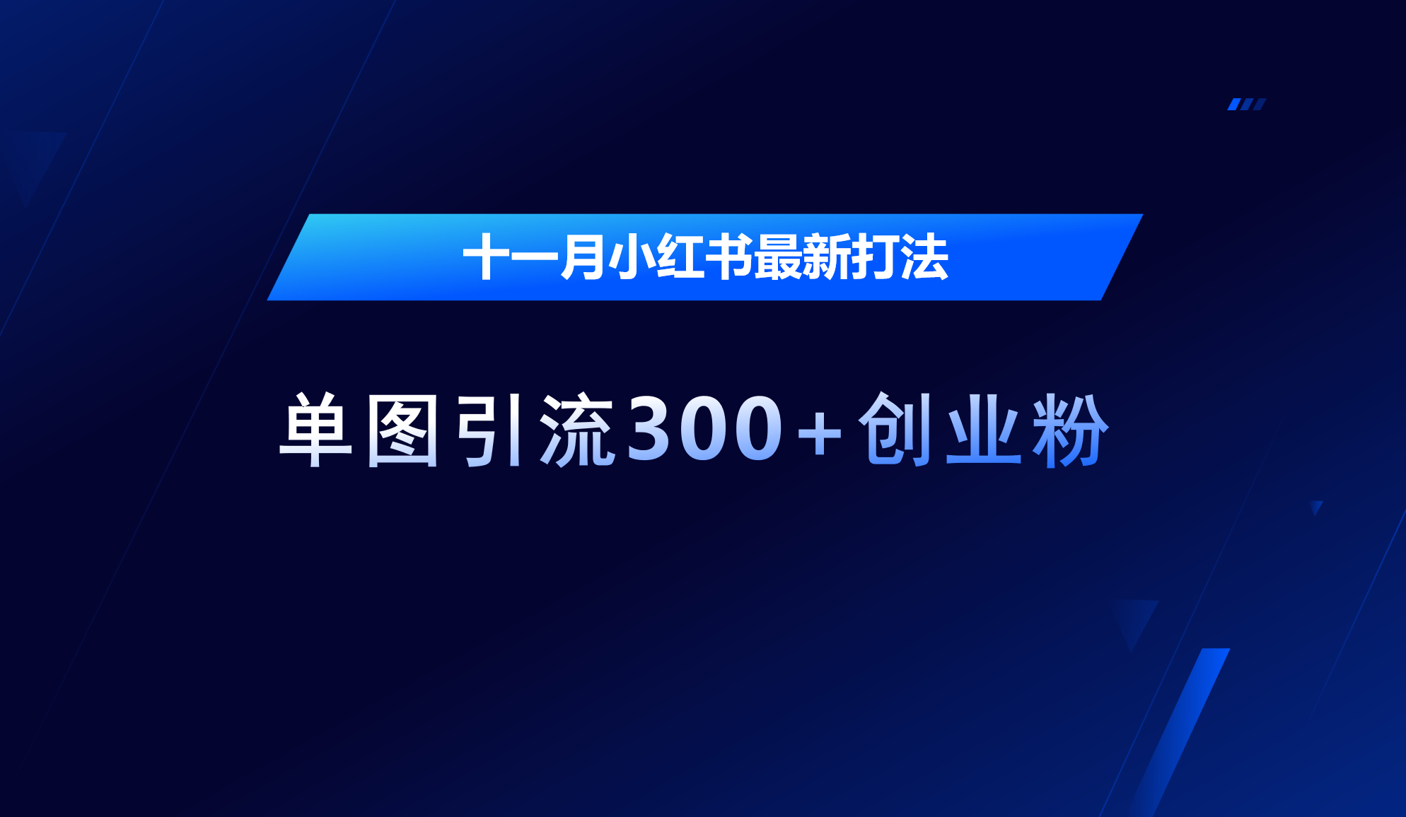 十一月，小红书最新打法，单图引流300+创业粉-百盟网