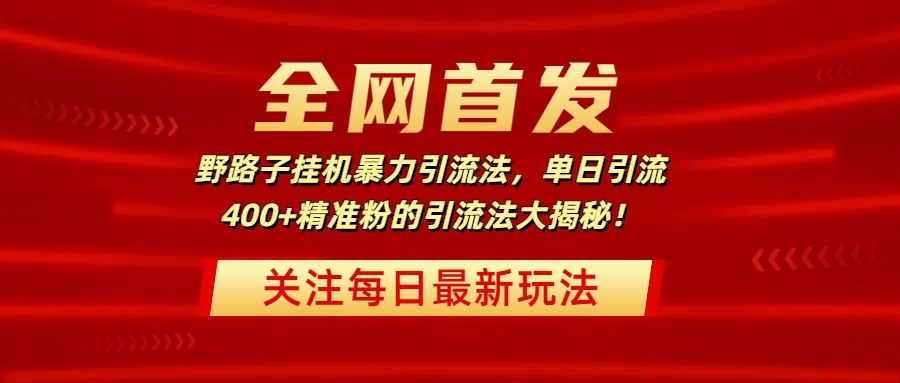 全网首发，野路子挂机暴力引流法，单日引流400+精准粉的引流法大揭秘！-百盟网