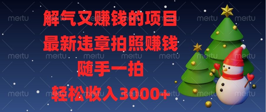 最新违章拍照赚钱，随手一拍，解气又赚钱的项目，轻松收入3000+-百盟网
