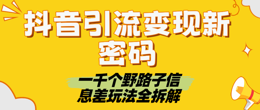 抖音引流变现新密码！一千个野路子信息差玩法全拆解-百盟网