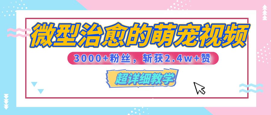 【揭秘】微型治愈的萌宠视频，3000+粉丝，6秒的视频、斩获2.4w+赞【附详细教程】-百盟网