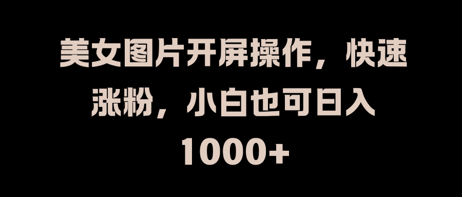 美女图片开屏操作，快速涨粉，小白也可日入1000+-百盟网