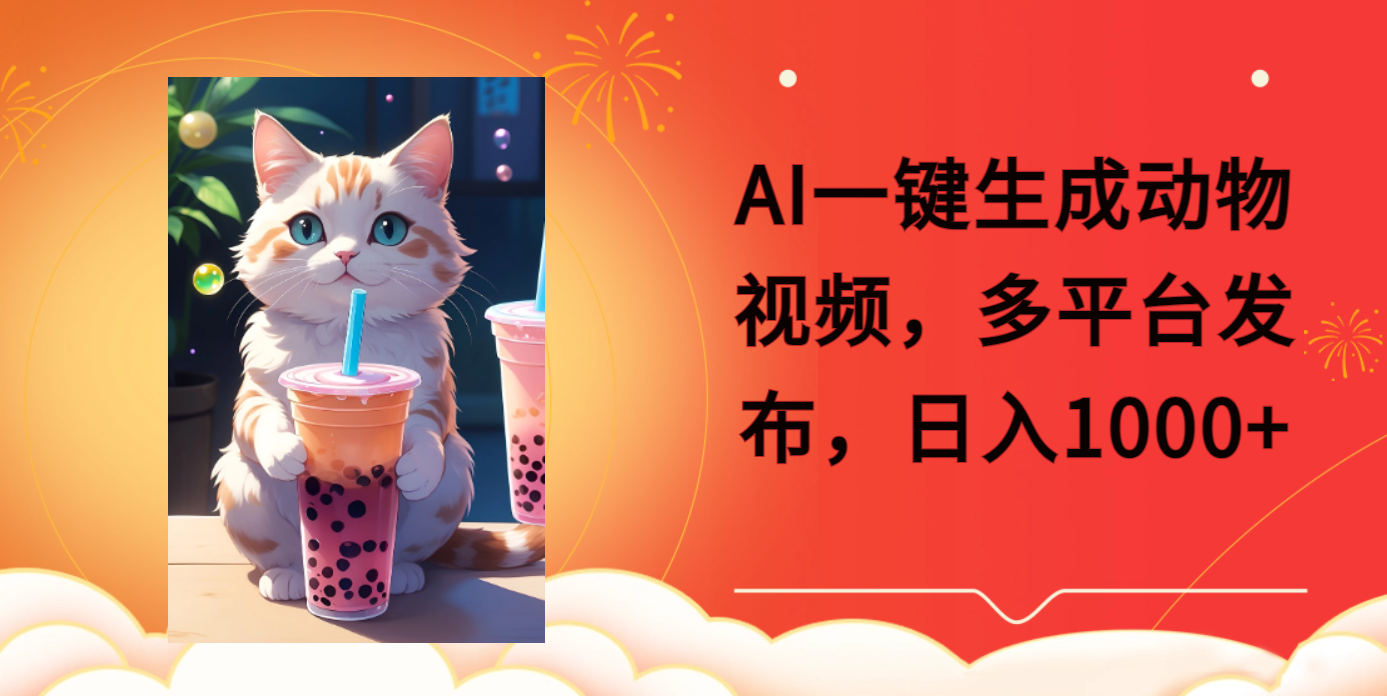 AI一键生成动物搞笑视频，多平台发布，轻松破千万播放，日入2000+-百盟网