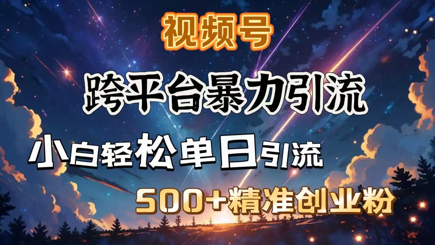 视频号跨平台暴力引流，小白轻松单日引流500＋精准创业粉-百盟网