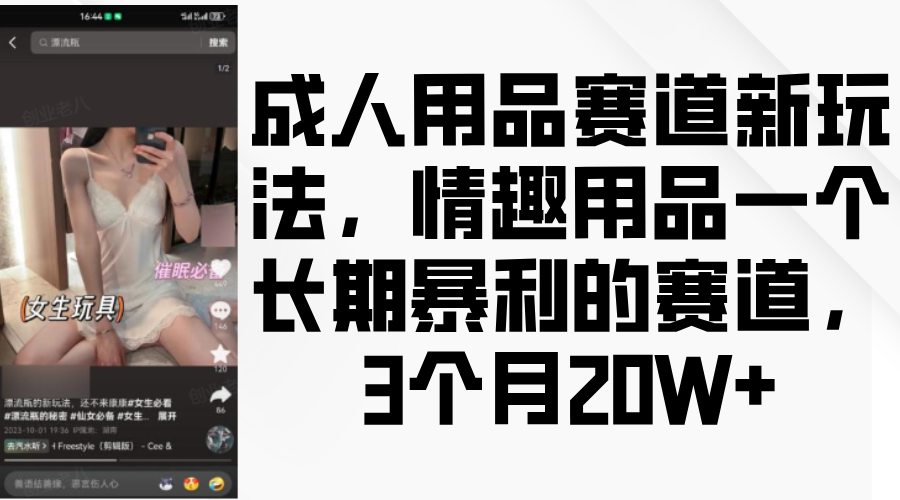 情趣用品一个长期暴利的赛道，成人用品赛道新玩法，3个月20W+-百盟网