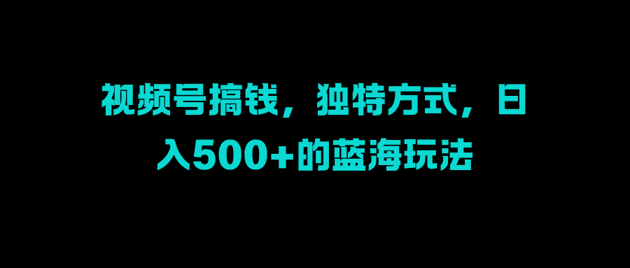 视频号搞钱，独特方式，日入500+的蓝海玩法-百盟网