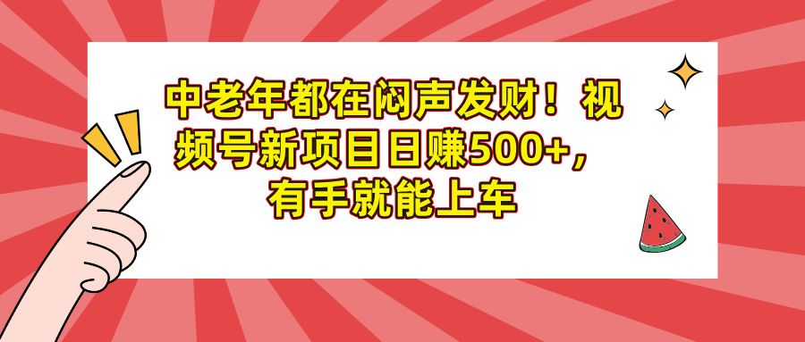 中老年都在闷声发财！视频号新项目日赚500+，有手就能上车-百盟网