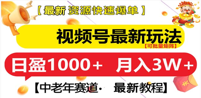 视频号独家玩法，老年养生赛道，无脑搬运爆款视频，日入1000+-百盟网
