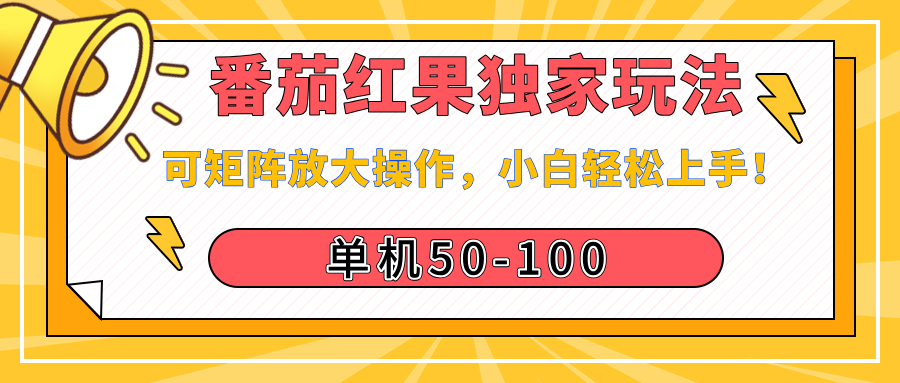 番茄红果独家玩法，单机50-100，可矩阵放大操作，小白轻松上手！-百盟网