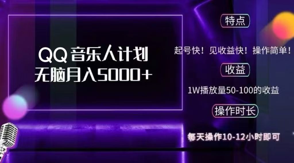 2024 QQ音乐人计划，轻松月入5000+，纯无脑操作，可批量放大操作-百盟网