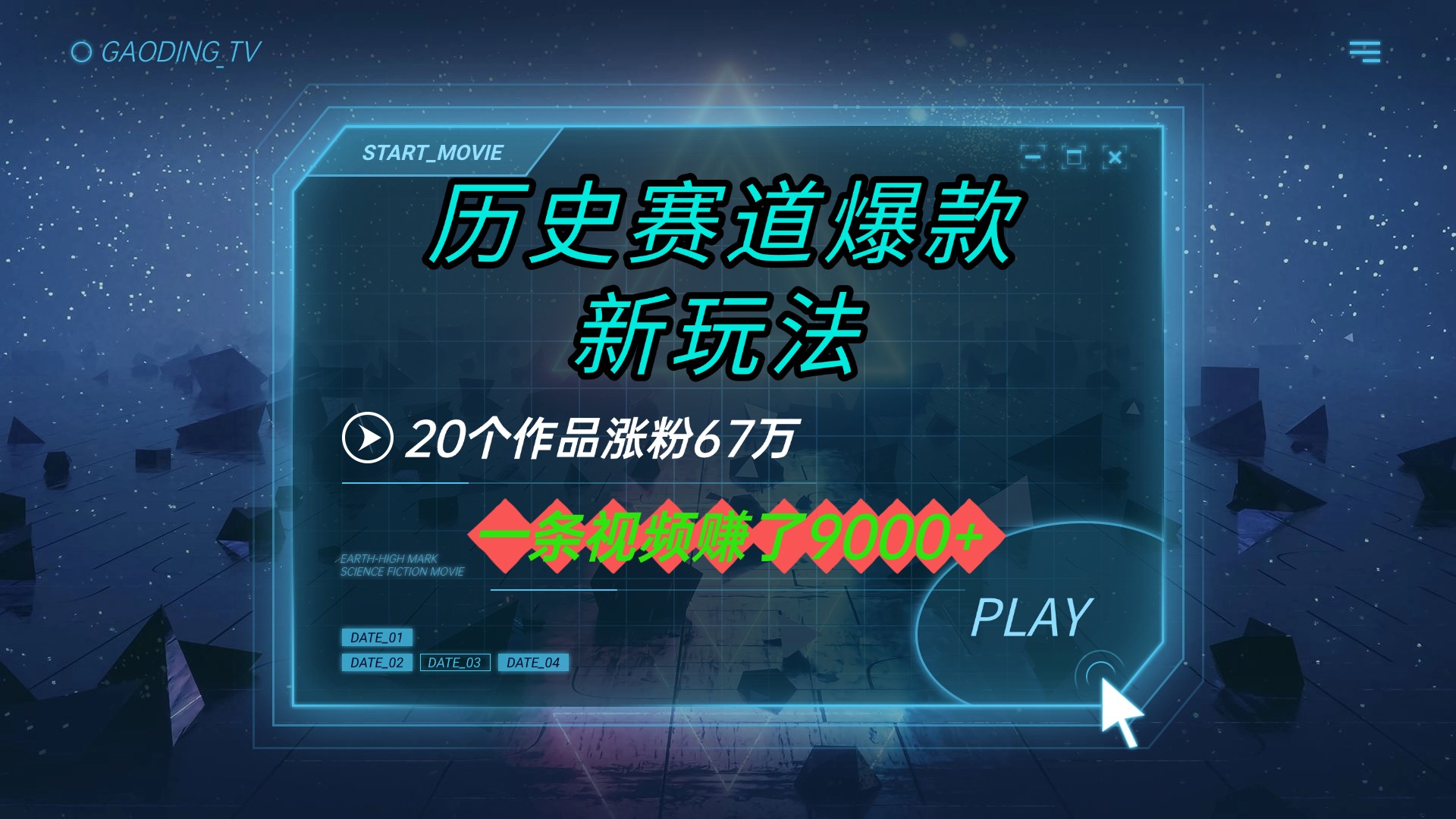 20个作品涨粉67万，一条视频赚了9000+，历史赛道爆款新玩法-百盟网