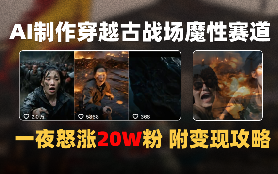 AI制作穿越古战场视频一夜涨粉20W保姆级教学（附AI变现指南）-百盟网