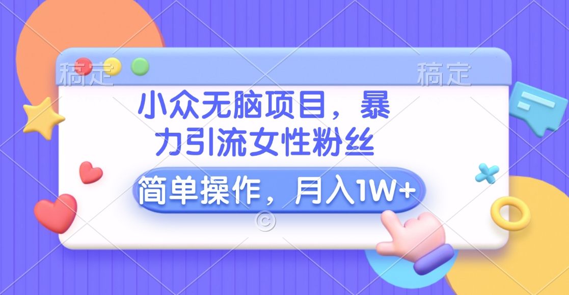 小众无脑项目，暴力引流女性粉丝，简单操作，月入10000+元-百盟网