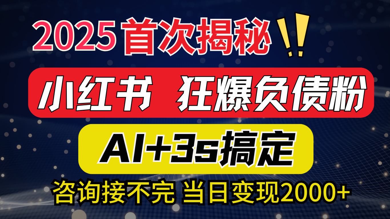 2025引流天花板：最新小红书狂暴负债粉思路，咨询接不断，当日入2000+-百盟网
