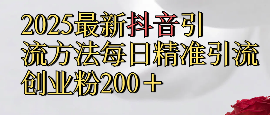 2025最新,抖音引流,方法每日精准引流创业粉300＋-百盟网