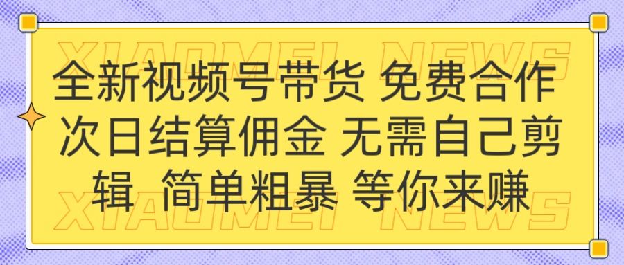全新视频号 免费合作 佣金次日结算 无需自己剪辑-百盟网