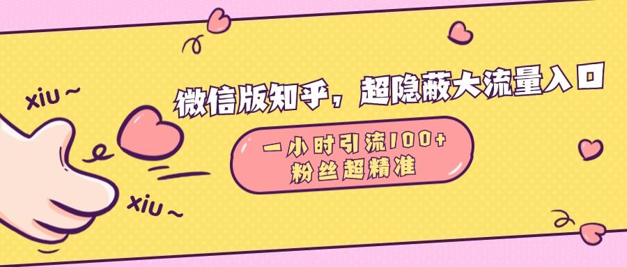 微信版知乎，超隐蔽流量入口，一小时引流100人，粉丝质量超高-百盟网