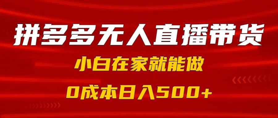 拼多多无人直播带货，小白在家就能做，0成本日入500+-百盟网