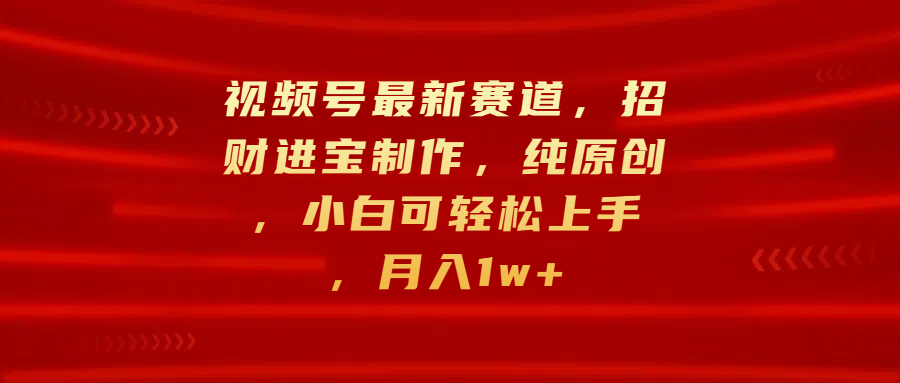 视频号最新赛道，招财进宝制作，纯原创，小白可轻松上手，月入1w+-百盟网