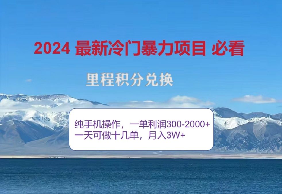 2024惊爆冷门暴利！出行高峰来袭，里程积分，高爆发期，一单300+—2000+，月入过万不是梦！-百盟网