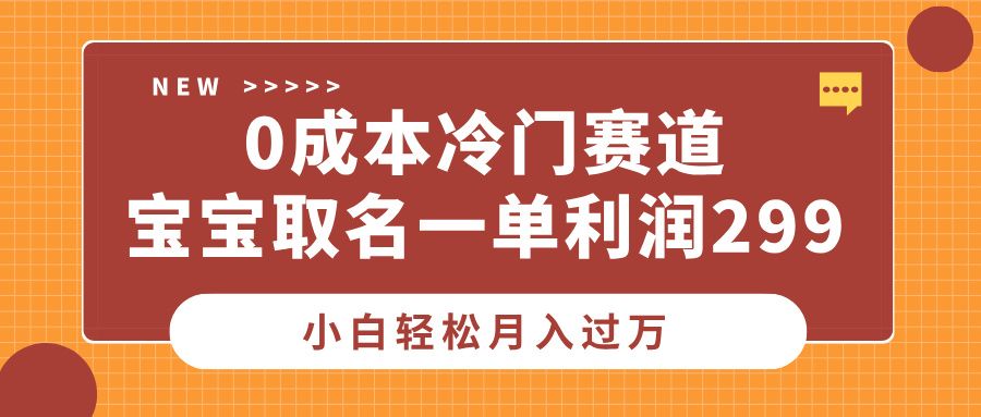 0成本冷门赛道，宝宝取名一单利润299，小白轻松月入过万-百盟网