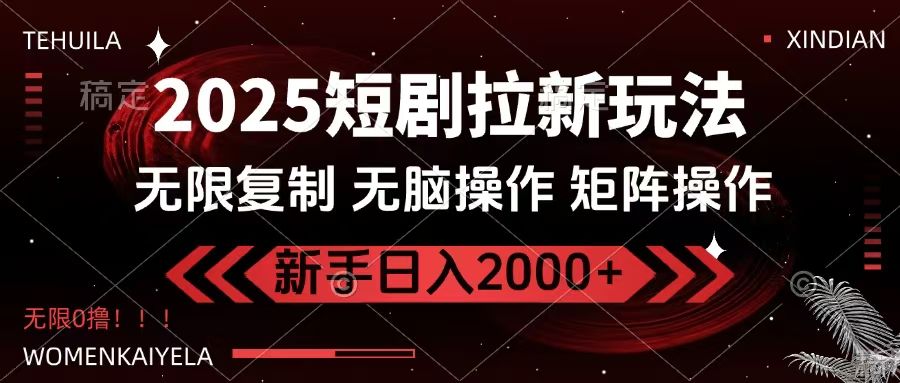 2025短剧拉新玩法，无需注册登录，无限0撸，无脑批量操作日入2000+-百盟网