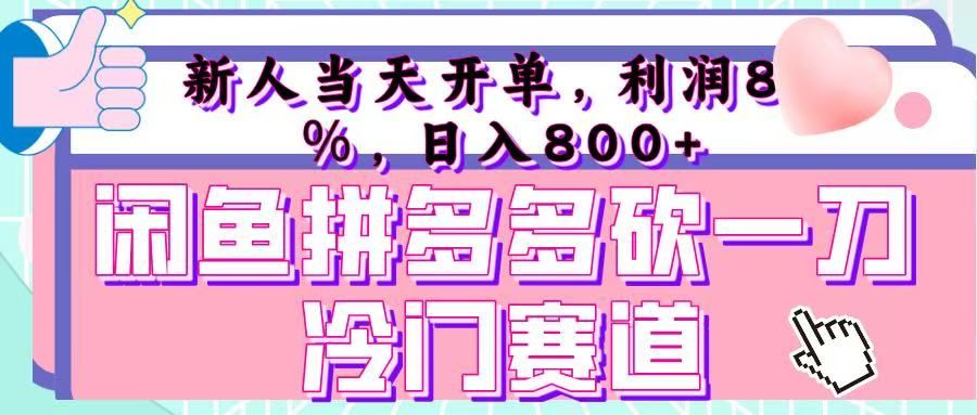 咸鱼拼夕夕砍一刀冷门暴力赛道，新人当天开单，利润百分之八十，日入 800+-百盟网