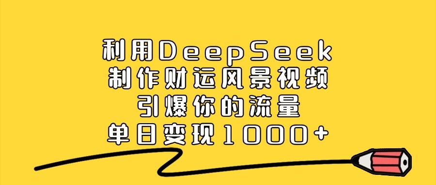 利用DeepSeek制作财运风景视频，引爆你的流量，单日变现1000+-百盟网