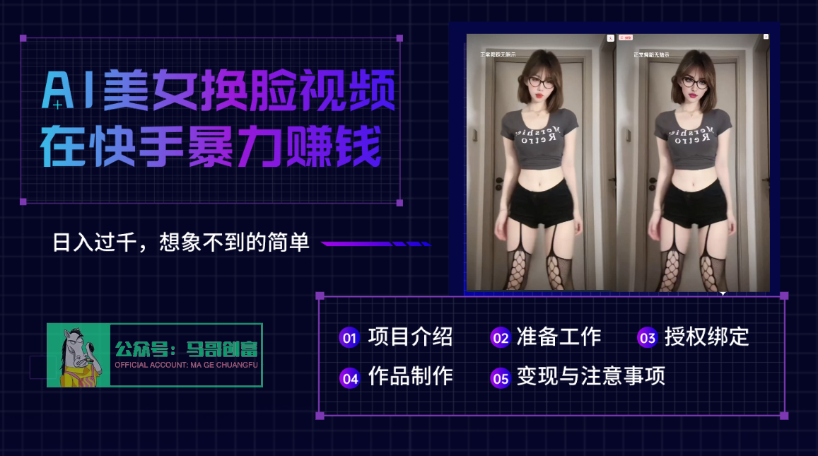 AI批量生成美女换脸视频，结合抖音快手暴利赚钱，通过此方法拉新日入过千-百盟网