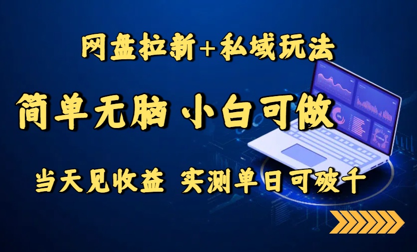 网盘拉新+私域玩法，简单无脑，小白可做，当天见收益，实测单日可破千-百盟网