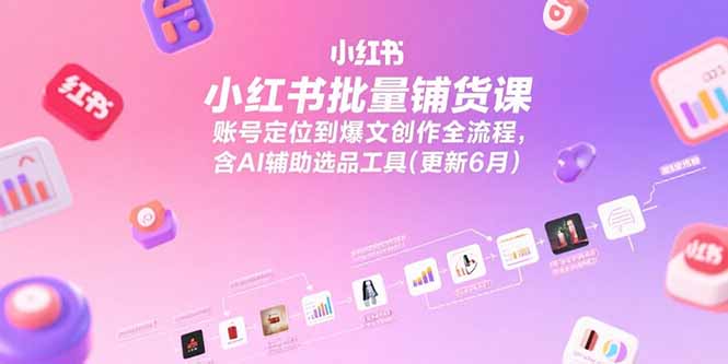 小红书批量铺货课，账号定位到爆文创作全流程，含AI辅助选品工具(更新6月-百盟网