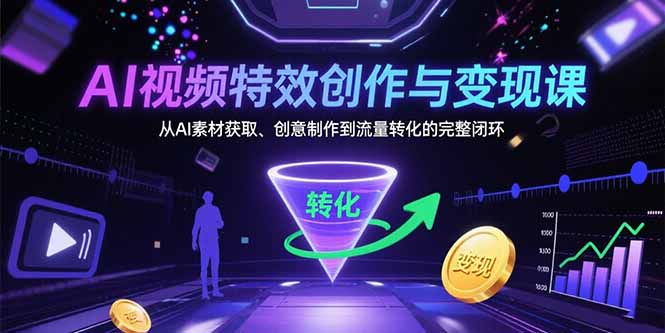 AI视频特效创作与变现课：从AI素材获取、创意制作到流量转化的完整闭环-百盟网