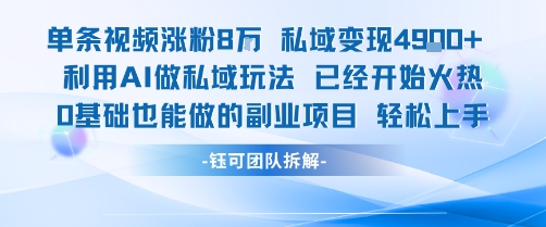 单条视频私域变现4.9k+利用AI做私域玩法 已经开始火热0基础也能做的副业项目轻松上手-百盟网