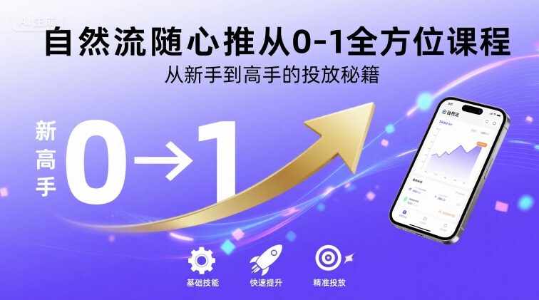 自然流随心推从0-1全方位课程，从新手到高手的投放秘籍-百盟网